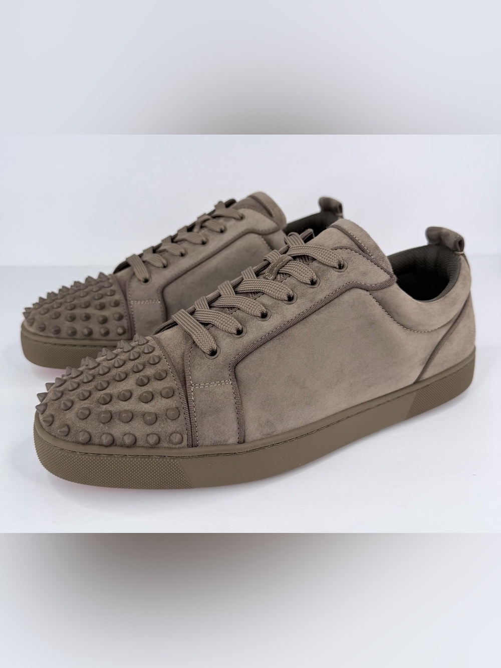Christian Louboutin Louis Junior Spike Orlato Suede Gray Sneakers EU 46 - US 13